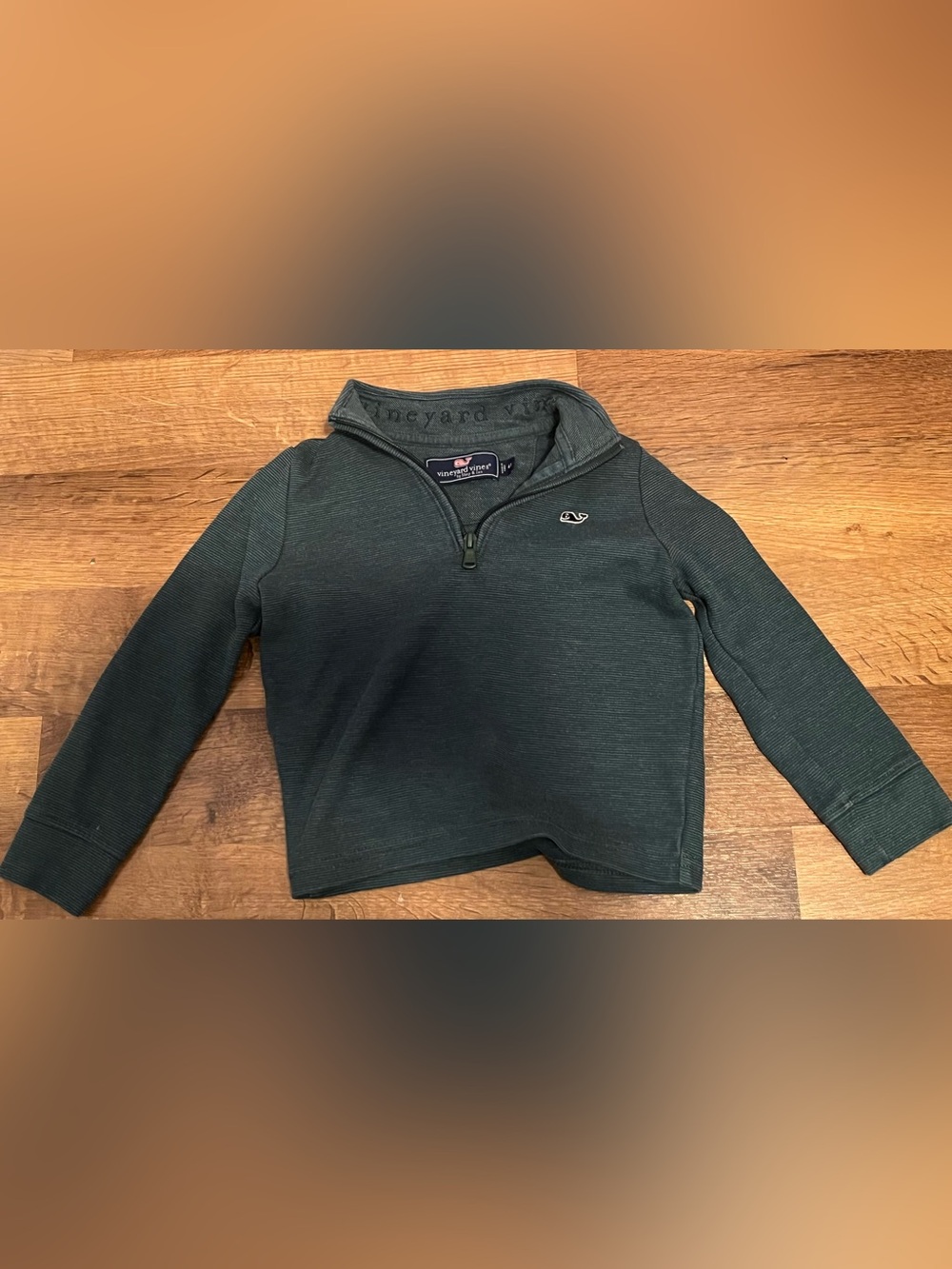 Vineyard Vines Boys 4T Green Cotton Knit 1/4 Zip Mock Neck Whale Sweatshirt